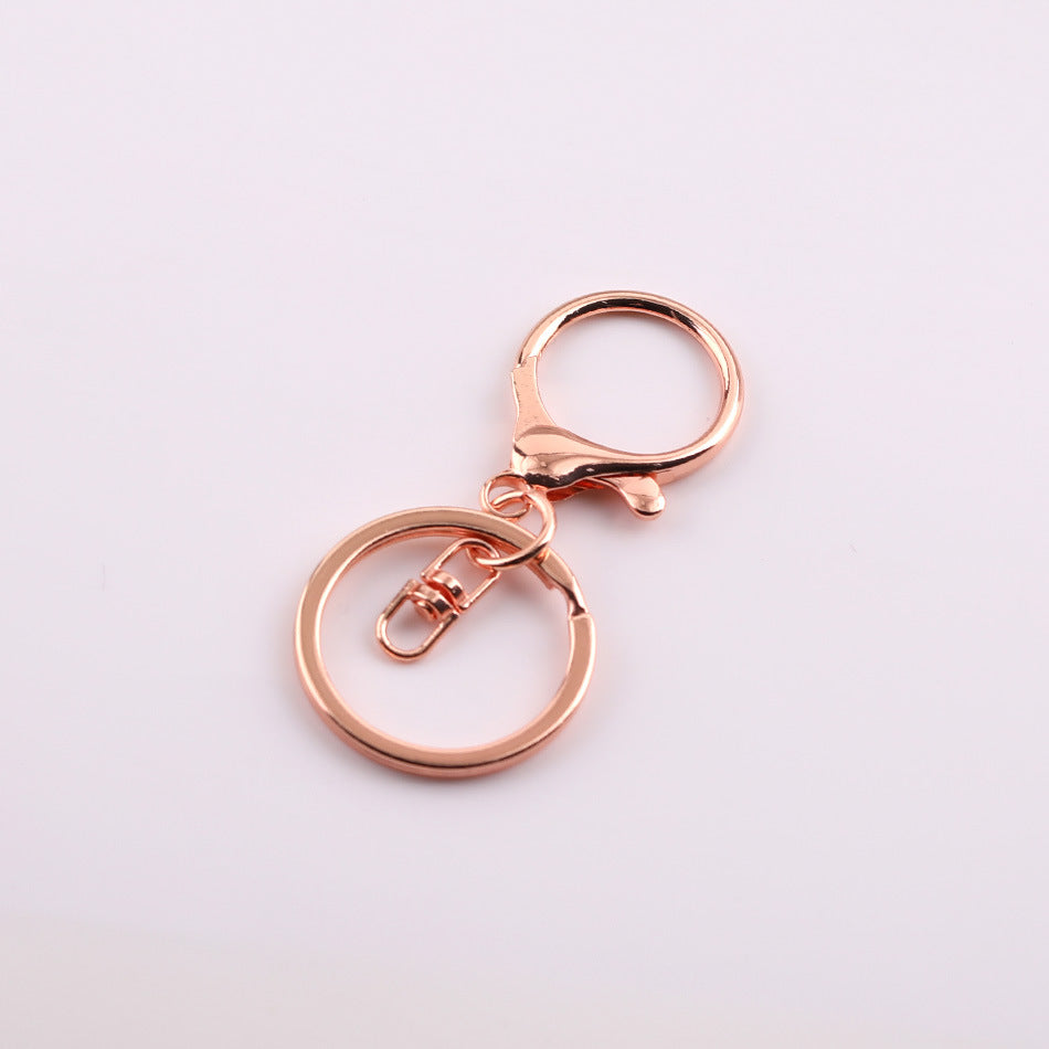 Round lobster clasp three-piece set with four-section chain, DIY hardware metal figure keychain accessories, 8-shaped chain keyring