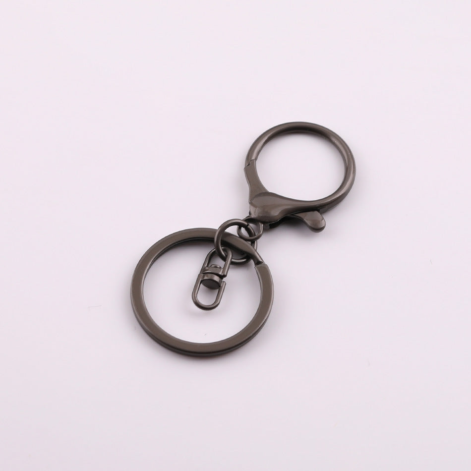 Round lobster clasp three-piece set with four-section chain, DIY hardware metal figure keychain accessories, 8-shaped chain keyring