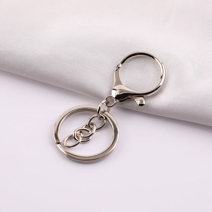 Round lobster clasp three-piece set with four-section chain, DIY hardware metal figure keychain accessories, 8-shaped chain keyring