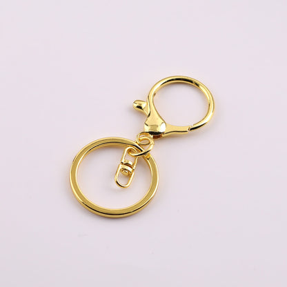 Round lobster clasp three-piece set with four-section chain, DIY hardware metal figure keychain accessories, 8-shaped chain keyring