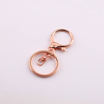 Round lobster clasp three-piece set with four-section chain, DIY hardware metal figure keychain accessories, 8-shaped chain keyring