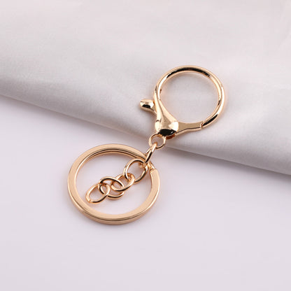 Round lobster clasp three-piece set with four-section chain, DIY hardware metal figure keychain accessories, 8-shaped chain keyring