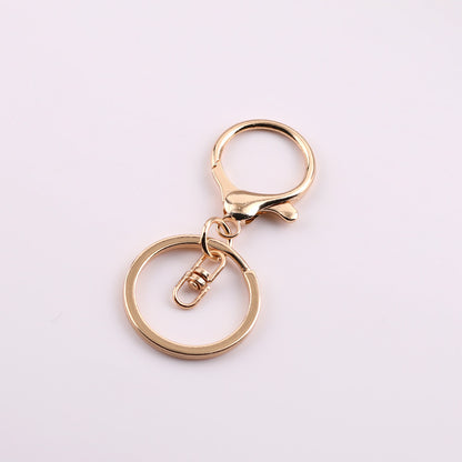 Round lobster clasp three-piece set with four-section chain, DIY hardware metal figure keychain accessories, 8-shaped chain keyring