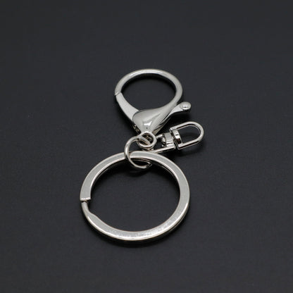 Round lobster clasp three-piece set with four-section chain, DIY hardware metal figure keychain accessories, 8-shaped chain keyring