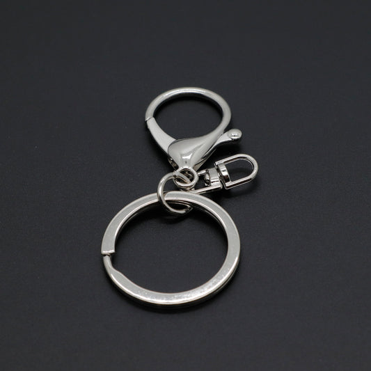 Round lobster clasp three-piece set with four-section chain, DIY hardware metal figure keychain accessories, 8-shaped chain keyring