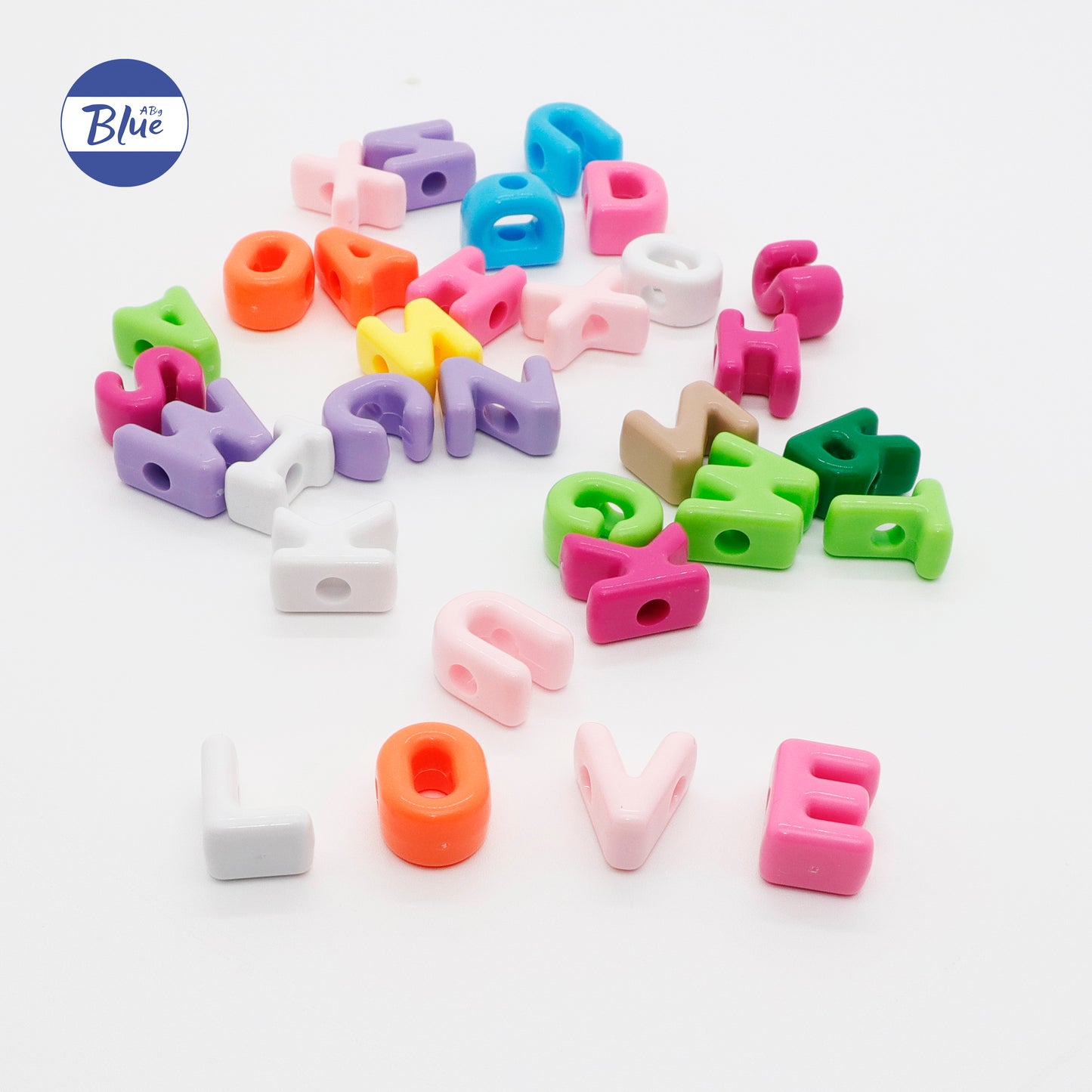 Acrylic Colored Alphabet Beads, Large Hole Loose Beads for DIY Craft, Phone Strap, Bag Pendant, Keychain Material