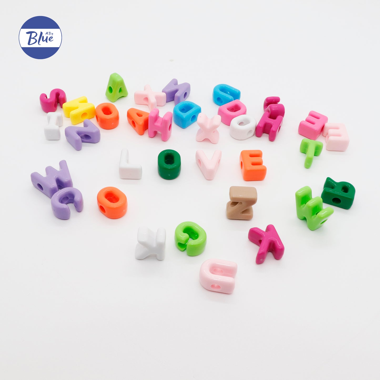 Acrylic Colored Alphabet Beads, Large Hole Loose Beads for DIY Craft, Phone Strap, Bag Pendant, Keychain Material