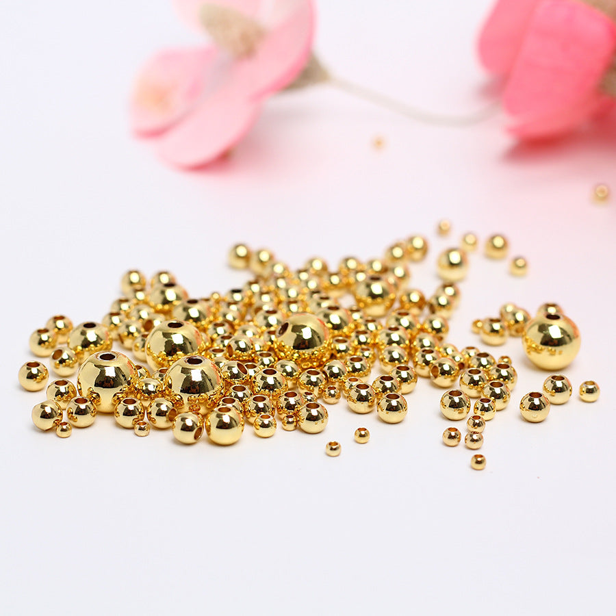 High quality solid copper beads 3mm 4mm 18k vacuum plating