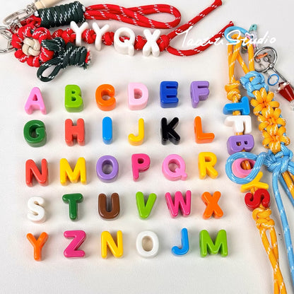 Acrylic Colored Alphabet Beads, Large Hole Loose Beads for DIY Craft, Phone Strap, Bag Pendant, Keychain Material