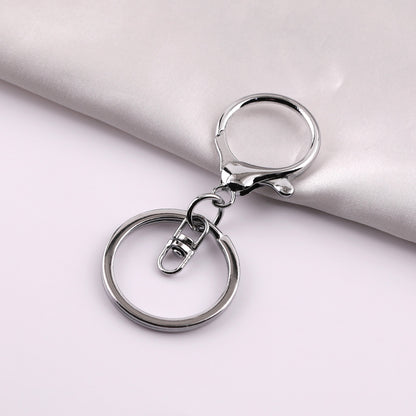 Round lobster clasp three-piece set with four-section chain, DIY hardware metal figure keychain accessories, 8-shaped chain keyring